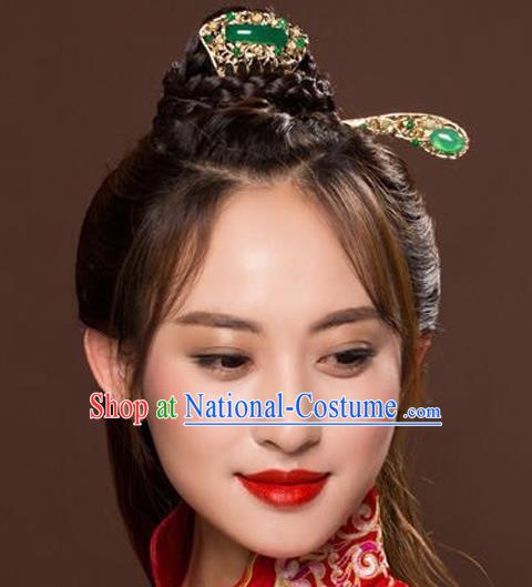 Ancient Chinese Handmade Classical Hair Accessories Xiuhe Suit Jade Hairpins and Hair Comb for Women