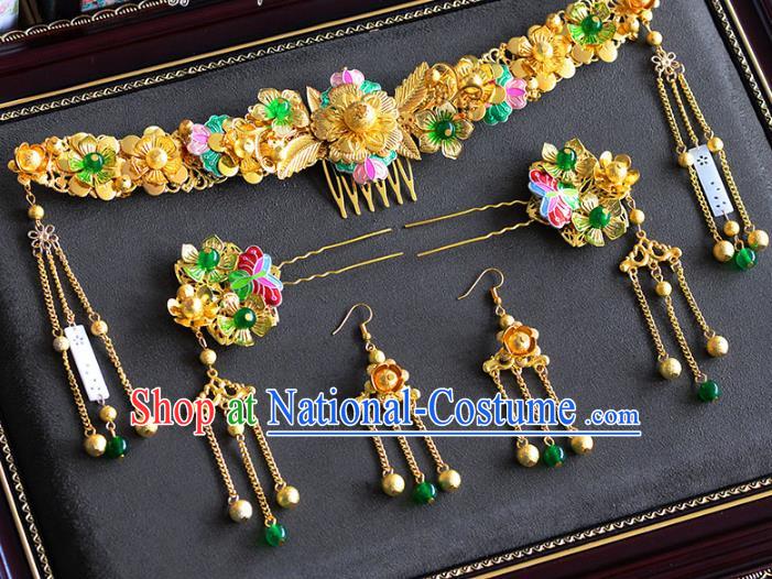 Ancient Chinese Handmade Classical Hair Accessories Xiuhe Suit Hair Clasp Hairpins Complete Set for Women