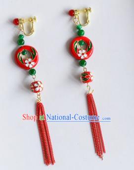 Top Grade Chinese Handmade Wedding Red Tassel Earrings Accessories Bride Eardrop for Women