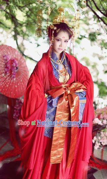 Chinese Ancient Palace Lady Hanfu Han Dynasty Imperial Concubine Queen Embroidered Historical Costumes for Women