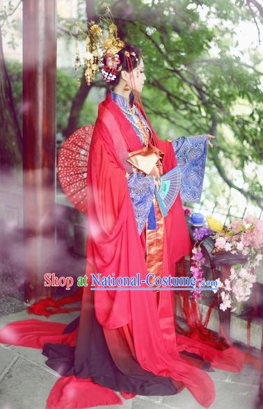 Chinese Ancient Palace Lady Hanfu Han Dynasty Imperial Concubine Queen Embroidered Historical Costumes for Women