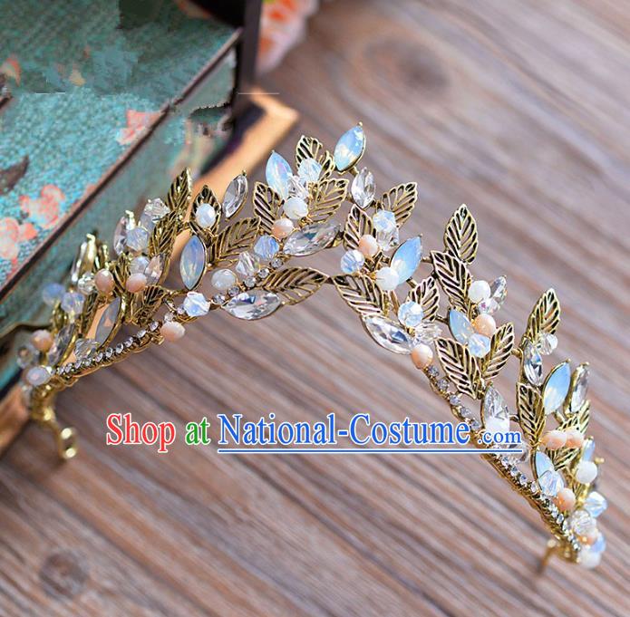 Top Grade Handmade Hair Accessories Baroque Opal Royal Crown Headwear for Women