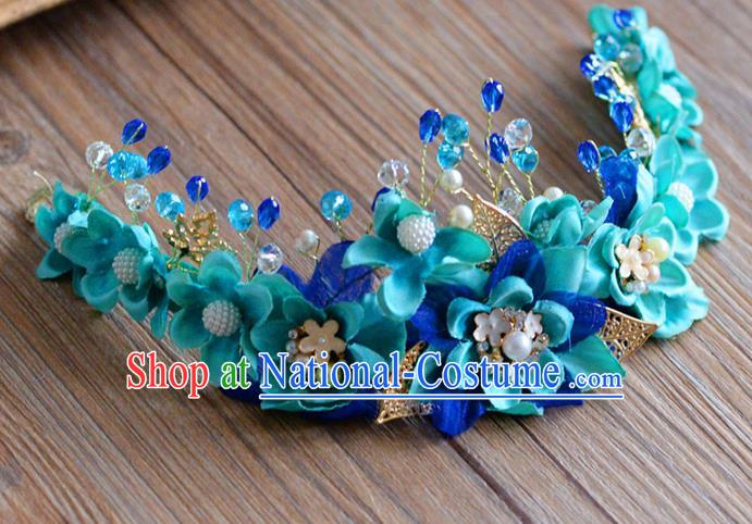 Top Grade Handmade Hair Accessories Baroque Green Flowers Garland Royal Crown Headwear for Women