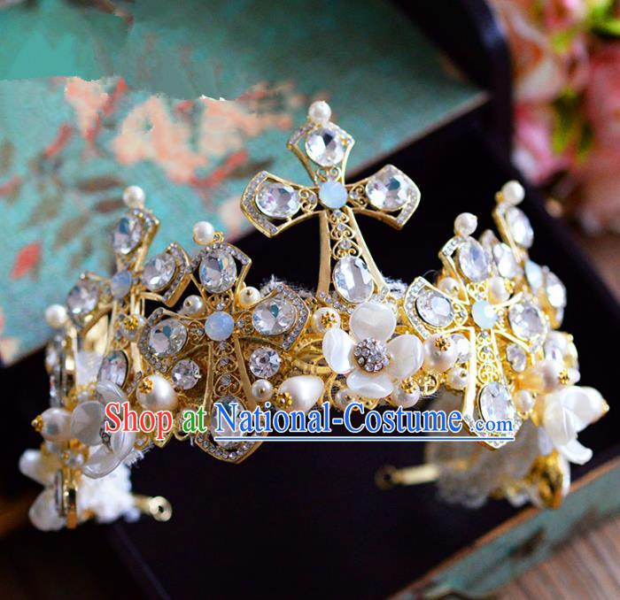 Top Grade Handmade Hair Accessories Baroque Queen Crystal Royal Crown Headwear for Women