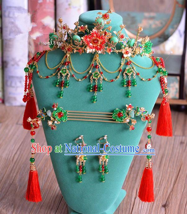 Ancient Chinese Handmade Classical Hair Accessories Palace Hairpins Phoenix Coronet Complete Set for Women