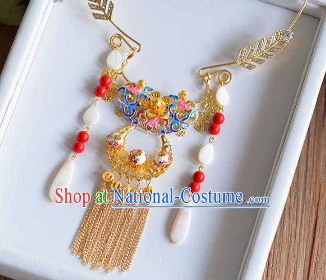 Top Grade Handmade Wedding Accessories Bride Golden Hanfu Necklace for Women