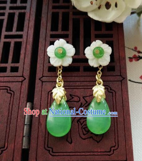 Top Grade Chinese Handmade Wedding Accessories Hanfu Palace Shell Earrings for Women