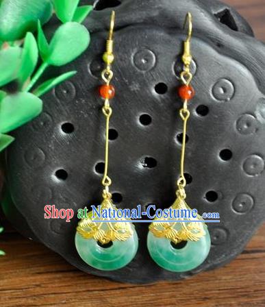 Top Grade Chinese Handmade Wedding Accessories Hanfu Jadeite Earrings for Women