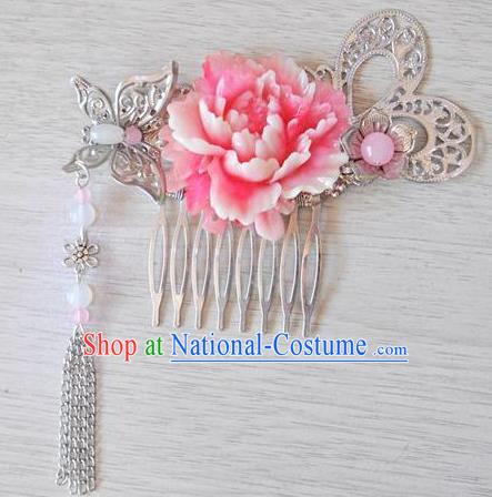 Ancient Chinese Handmade Hair Accessories Classical Flowers Hair Comb Hairpins for Women