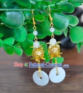 Top Grade Chinese Handmade Accessories Jade Eardrop Wedding Hanfu Palace Earrings for Women