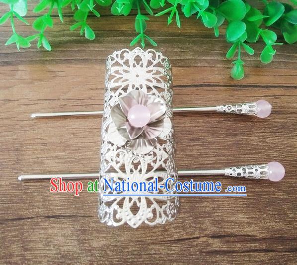 Handmade China Ancient Nobility Childe Hair Accessories Swordsman Argent Hairdo Crown for Men