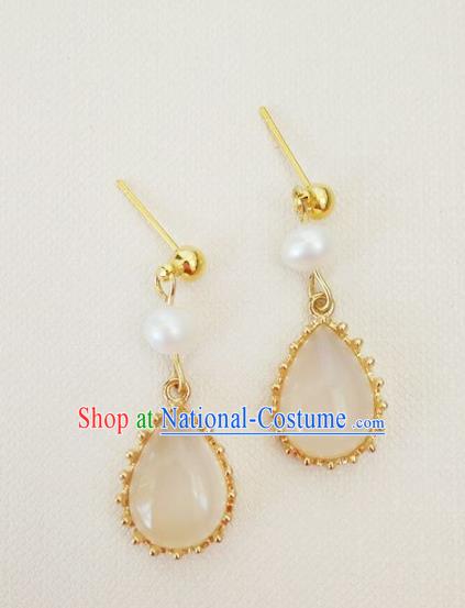 Top Grade Chinese Handmade Accessories Hanfu Eardrop Jade Earrings for Women