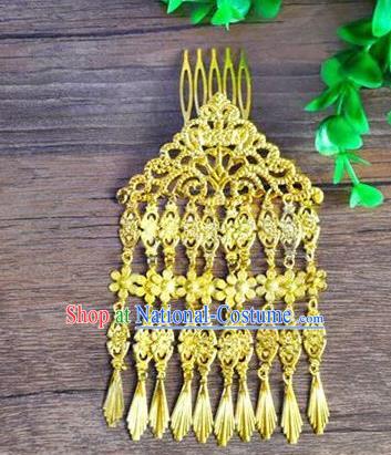 Ancient Chinese Handmade Golden Tassel Hair Comb Hair Accessories Classical Hairpins for Women