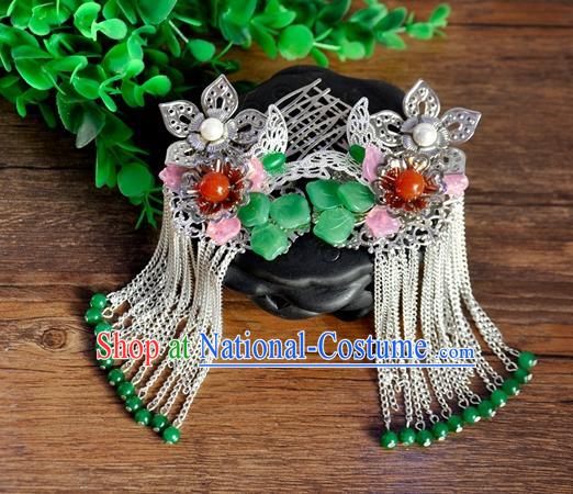 Ancient Chinese Handmade Tassel Hair Combs Hair Accessories Classical Hairpins for Women