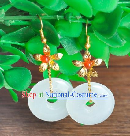 Top Grade Chinese Handmade Accessories Hanfu Eardrop Jade Earrings for Women