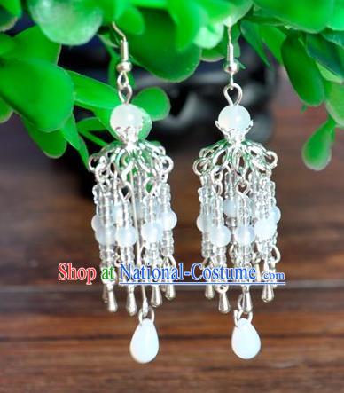 Top Grade Chinese Handmade Accessories Hanfu Eardrop Beads Tassel Earrings for Women