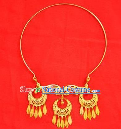 Chinese Ancient Handmade Wedding Necklet Jewelry Accessories Golden Necklace for Women