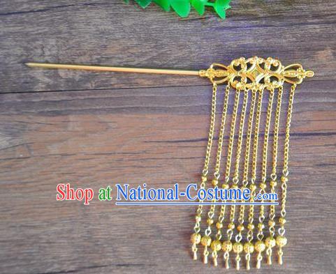 Ancient Chinese Handmade Hair Accessories Classical Hairpins Golden Tassel Hair Clip for Women