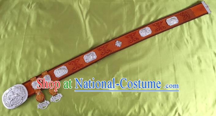 Traditional Chinese Mongol Nationality Waist Accessories, Mongolian Minority Leather Belts Waistband for Men