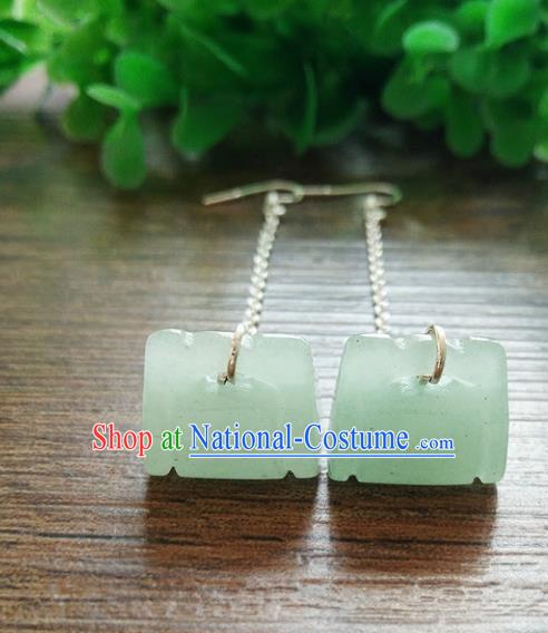 Chinese Handmade Accessories Hanfu Jade Eardrop Ancient Tassel Earrings for Women