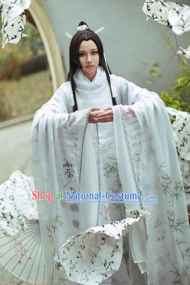 Ancient Chinese Jin Dynasty Prince Costume Cosplay Swordsman Embroidered Clothing for Men