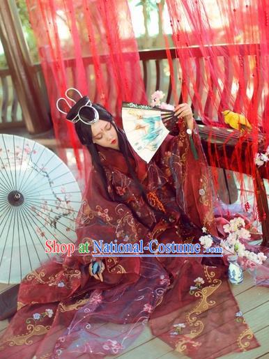 Chinese Ancient Palace Lady Hanfu Han Dynasty Imperial Concubine Queen Embroidered Historical Costumes for Women