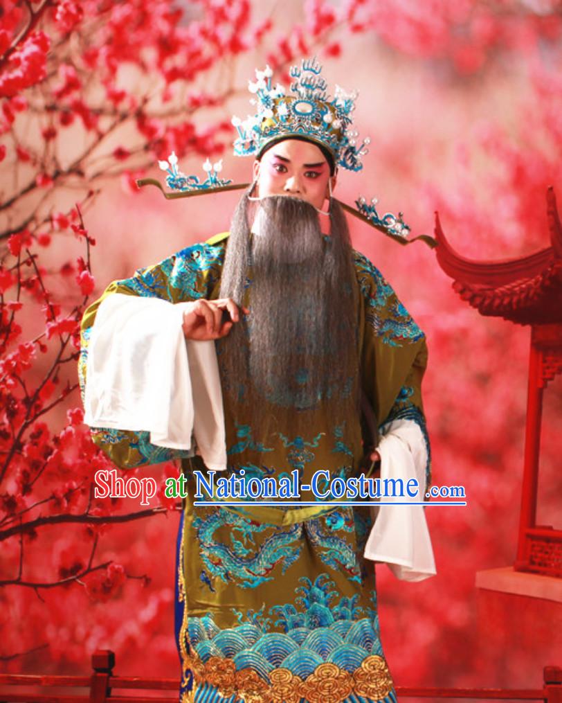 Chinese Traditional Beijing Opera Mang Embroidered Dragon Long Robe for Men