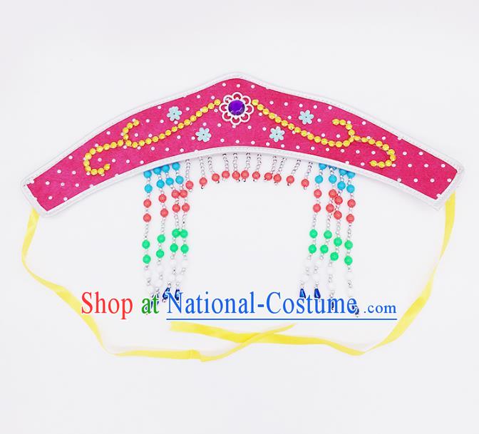 Traditional Chinese Mongol Nationality Pink Headband, Mongolian Minority Hair Accessories Dance Headwear for Kids