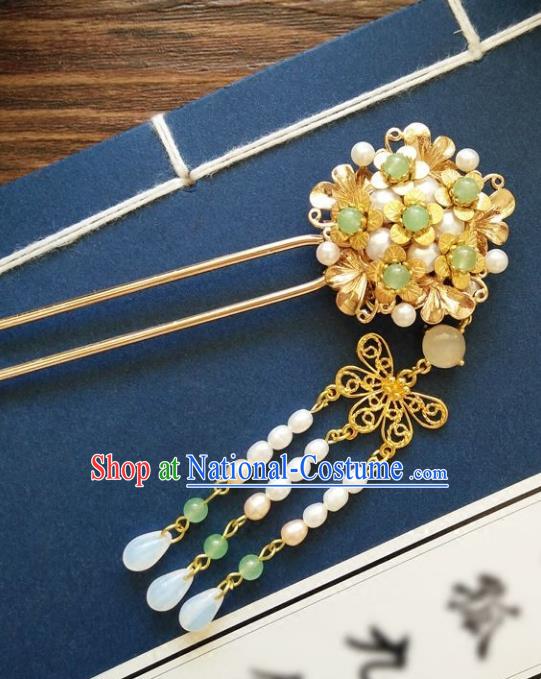 Chinese Ancient Hair Accessories Hanfu Hairpins Brass Hair Clip for Women