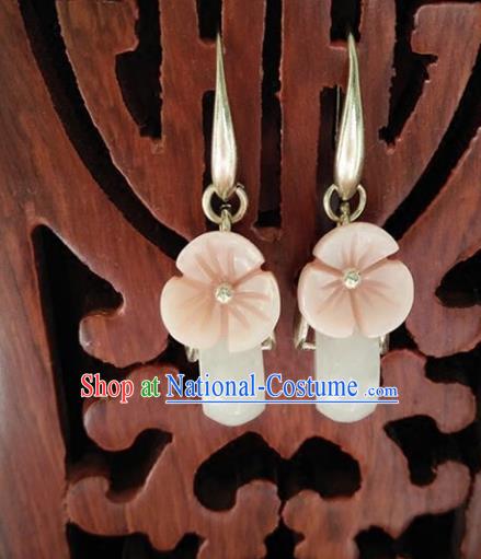 Chinese Handmade Accessories Hanfu White Jade Eardrop Ancient Earrings for Women