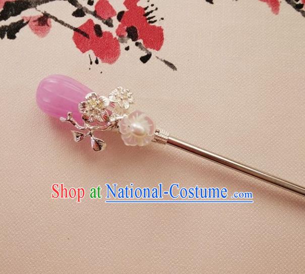 Chinese Ancient Hair Accessories Hanfu Hairpins Handmade Lilac Jade Hair Clip for Women