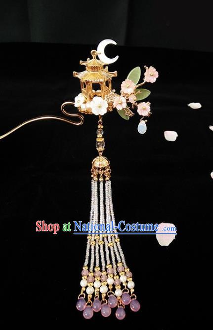 Chinese Ancient Hair Accessories Hanfu Hairpins Handmade Tassel Step Shake Hair Clip for Women