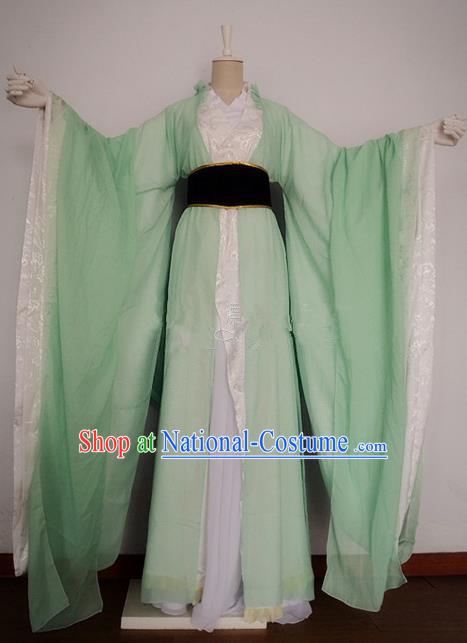 Chinese Ancient Cosplay Swordswoman Costume Traditional Han Dynasty Princess Green Hanfu Dress for Women