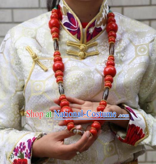 Chinese Zang Nationality Handmade Accessories Tibetan Minority Beeswax Necklace for Women