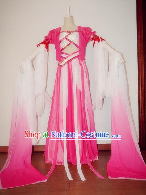 Chinese Ancient Cosplay Fairy Dance Costume Tang Dynasty Nobility Lady Rosy Hanfu Dress for Women