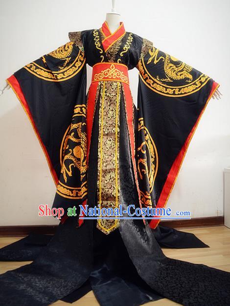 Chinese Ancient Cosplay King Costume Han Dynasty Emperor Embroidered Dragons Clothing for Men