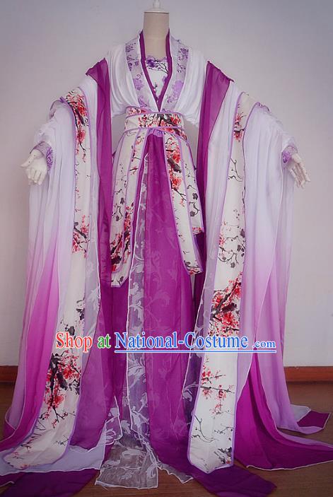 Chinese Ancient Cosplay Fairy Dance Costume Tang Dynasty Princess Purple Hanfu Dress for Women