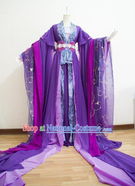 Chinese Ancient Cosplay Empress Purple Hanfu Dress Traditional Tang Dynasty Queen Embroidered Costume for Women