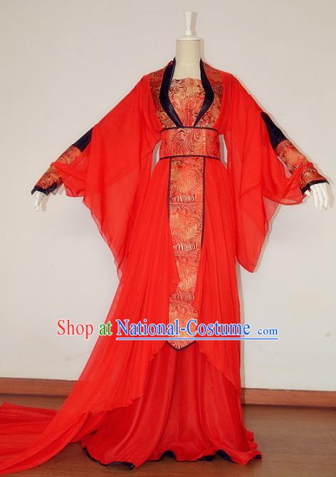 Chinese Ancient Cosplay Fairy Red Costume Tang Dynasty Imperial Consort Hanfu Dress for Women