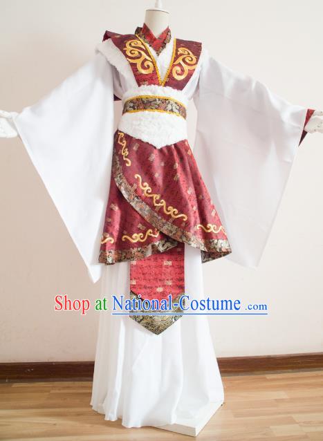 Chinese Ancient Cosplay Royal Highness Embroidered Costume Qin Dynasty Swordsman Clothing for Men