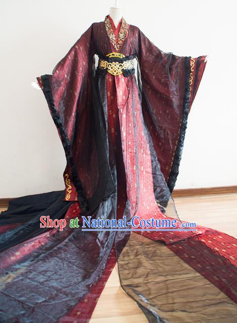 Chinese Ancient Cosplay Prince Embroidered Costume Qin Dynasty Swordsman Clothing for Men