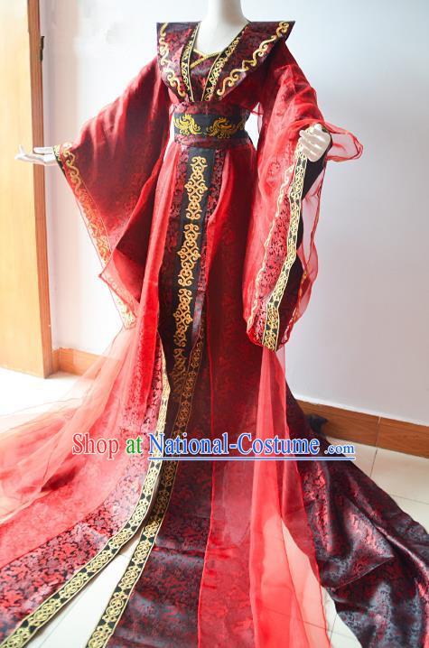 Chinese Traditional Han Dynasty Queen Hanfu Dress Ancient Empress Trailing Costume for Women