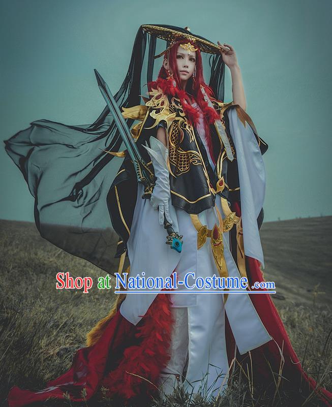 Chinese Ancient General Warrior Costume Cosplay Swordsman Clothing for Men