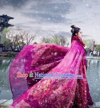 Chinese Traditional Ancient Princess Clothing Purple Cloak Cosplay Swordswoman Costume for Women