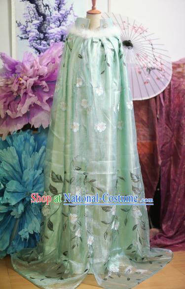 Chinese Traditional Ancient Nobility Lady Clothing Song Dynasty Princess Green Cloak for Women