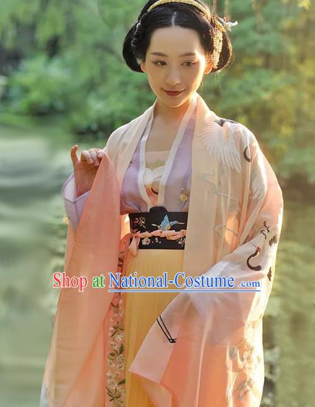 Chinese Traditional Ancient Palace Lady Clothing Tang Dynasty Imperial Consort Embroidered Hanfu Dress for Women