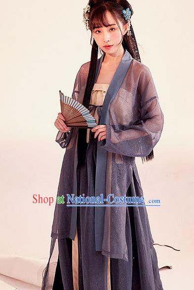 Chinese Traditional Ancient Song Dynasty Young Lady Embroidered Costumes Hanfu Dress for Women