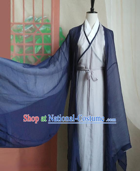 Chinese Traditional Ancient Taoist Nun Hanfu Dress Jin Dynasty Swordswoman Costumes for Women