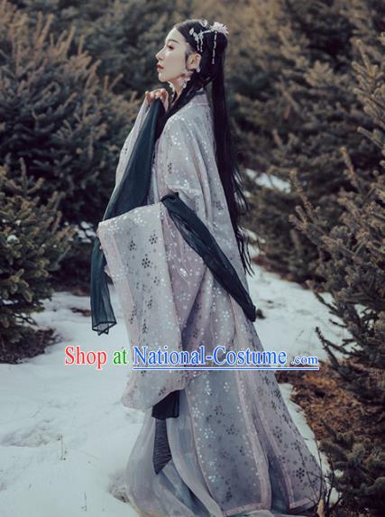 Chinese Traditional Ancient Costume Jin Dynasty Princess Embroidered Wide Sleeve Cardigan for Women