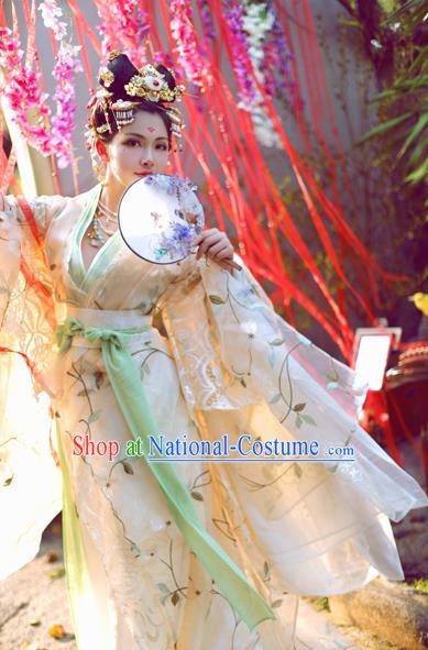 Chinese Ancient Palace Lady Hanfu Han Dynasty Imperial Concubine Queen Embroidered Historical Costumes for Women